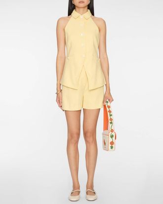 Veronica Beard Orlinda Colared Vest In Chamomile