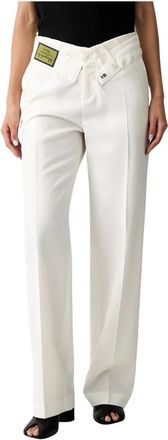 Maison Margiela Wijde broek - Dames - Wijde Broeken - Beige - L - Wol - Broeken
