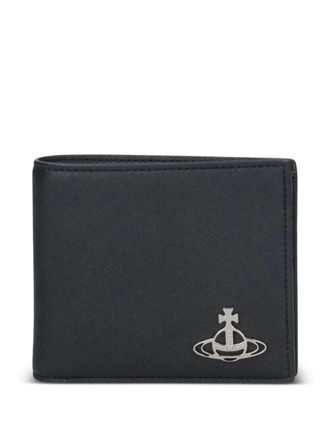 Vivienne Westwood Orb-plaque bi-fold wallet - men - Cotton/Polyurethane - One Size - Black