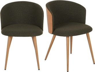 Maisons du monde Set de 2 sillas profesionales de tela verde y madera de roble