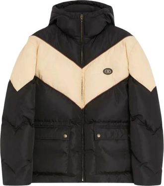 Valentino Garavani Jassen, Heren, Veelkleurig, XL, Polyester, Donsjack met capuchon en Vlogo-patch