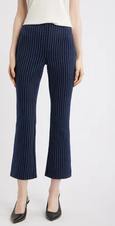 Theory Pinstripe Crop Kick Flare Pants in Navy Multi at Nordstrom, Size 00