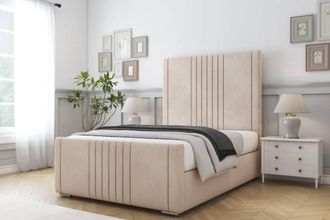 Comfort Beds Royal Naples Bed Frame - 50 Upholstered Headboard in Light Sand | Size: Single