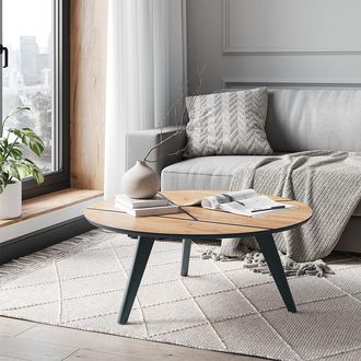 Vicco Mesa De Centro Mairo, Roble Dorado/negro, 90 X 34 Cm, Vicco