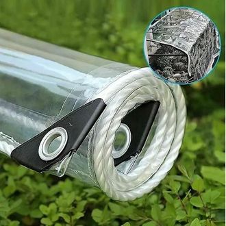 OEM Lona Transparente De Pvc De 1,5 X 1,8 Metros Para Uso Exterior Con Perforaciones: Impermeable, Resistente Al Viento Y A Los Desgarros, Y Protege Las P