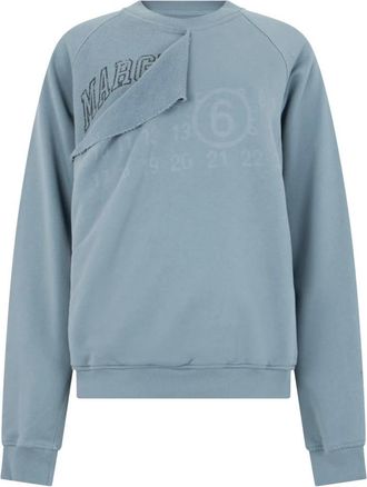 Maison Margiela Katoenen sweatshirt met logo - Dames - Sweatshirts - Blauw - S - Katoen - Hoodies & sweatvesten