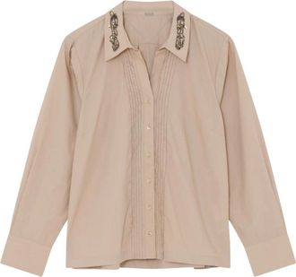 Gustav Stina Cape - Dames - Blouses & Shirts - Beige - Maat: 3XL Katoen