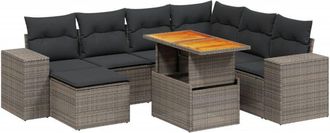 vidaXL Vidaxl - Set De Sof&aacute;s De Jard&iacute;n 8 Pzas Y Cojines Rat&aacute;n Sint&eacute;tico Gris