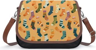 Generic Funny Socks Pattern Womens Crossbody Bag Fashion Shoulder Handbags Message Tote Bag with Adjustable Strap