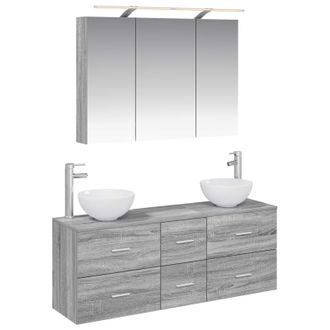 vidaXL Juego De Muebles De Ba&ntilde;o 4 Pcs Sonoma Gris Vidaxl