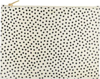 Saint Laurent White Leather Polka Dot Zipped Clutch Bag (Authentic Pre-Loved)