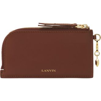 Lanvin Catch By Lanvin Leather Cardholder in Chestnuts at Nordstrom