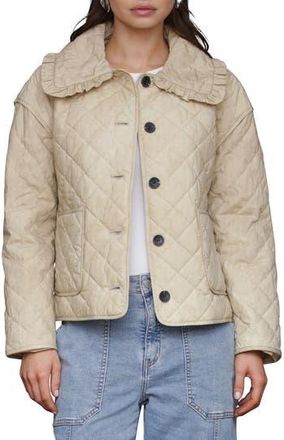 Avec Les Filles Ruffle Collar Quilted Jacket in Sand at Nordstrom Rack, Size X-Large