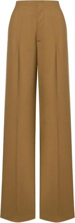 Alberta Ferretti Pantaloni a vita alta con pieghe - Marrone