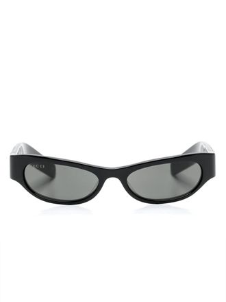 Gucci Occhiali da sole cat-eye con placca logo - Nero