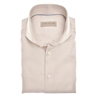 John Miller Tailored Fit Long Sleeve Shirt - Heren - Zakelijke Overhemden - Beige - 5XL - Katoen - Overhemden