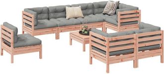 vidaXL Set De Sof&aacute;s Jard&iacute;n 9 Pzas Con Cojines Madera De Abeto Douglas Vidaxl