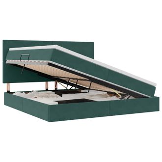 vidaXL Cama Con Almacenamiento Y Colch&oacute;n Verde Oscuro 200 X 200 Cm Vidaxl