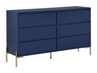 Vente-Unique Pascal Morabito - Com&ograve; 6 Cassetti Mdf E Metallo Blu Laccato E Dorato - Korasa Di