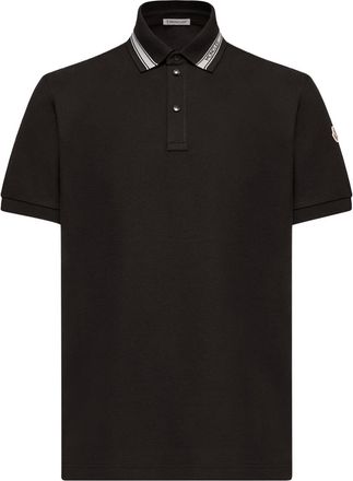 Moncler Moncler Cotton Piquet Polo Shirt, Men, Black, Size: 3xl