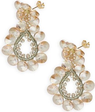 Lott. Gioielli Bloem Dubbele Druppel Oorbellen - Dames - Oorbellen - Geel - ONE Size - Wol - Accessoires