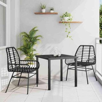 vidaXL Conjunto De Comedor De Jard&iacute;n 3 Pcs Negro Rat&aacute;n Sint&eacute;tico Vidaxl