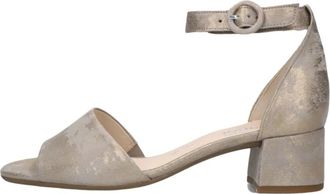 Gabor Beige Su&egrave;de Sandalen met Enkelbandje - Dames - Sandalen met hakken - Beige - 37 1/2 EU - Su&egrave;de - Schoenen