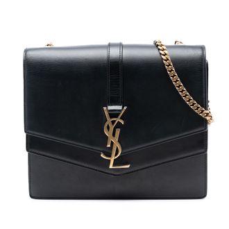 Saint Laurent Pre-owned Womens Medium Leather Monogram Sulpice Crossbody - Black - One Size