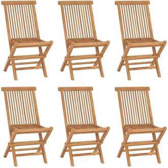 vidaXL Folding Garden Chairs 6 pcs Solid Teak Wood vidaXL