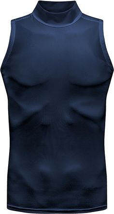 Generic Sports Vest Men Breathable Comfort Turtleneck Tops Slim Fit Crew Neck Sleeveless Shirt Casual Quick Dry Plain Athletic Shirts Classic Workout Training