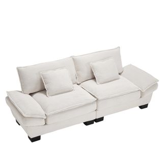 STILVORA Sof&aacute; Recto 2 Plazas En Terciopelo Con Brazos Acolchados, Asiento Profundo, Estructura De Madera, Beige