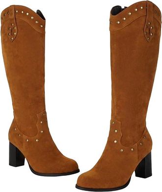 Generic Womens Over The Knee Boots Suede Round Toe Slip On Dress Shoes