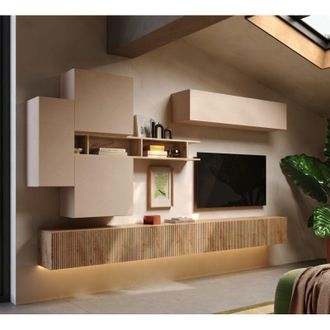 Dmora Pared Modular Calascio, Ajustable, Un Estante, 9 Compartimentos, 0x0x0h Cm Marr&oacute;n Peral