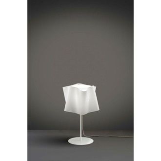 Linea Zero L&aacute;mpara De Mesa Con Base Y Tija Met&aacute;lica Pantalla Folio Blanco Di&aacute;metro 25x H37 Cm