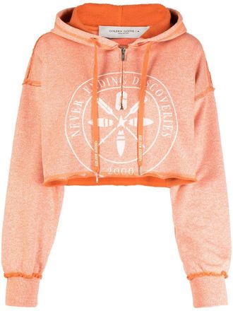 Golden Goose cropped graphic-print hoodie - Orange