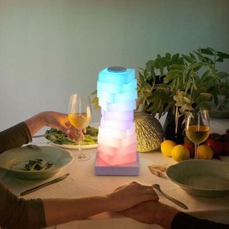 OEM L&aacute;mpara De Ambiente Rgb Con Regulador T&aacute;ctil, Moderna L&aacute;mpara De Mesa Led Redonda De 3000k + 16 Colores Cambiantes, L&aacute;mpara De Ambiente, L&aacute;mpara De Me