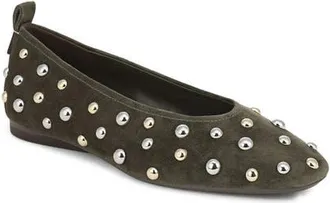Naturalizer Carla Stud Ballet Flat in Cactus Clay Suede at Nordstrom, Size 7.5