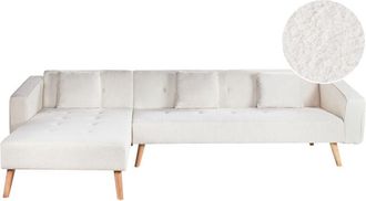 Beliani Beliani - Boucle Right Hand Corner Sofa Bed Buttoned Sleeper Off-White Vadso