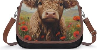 Generic Cute Highland Cow Small Womens Crossbody Bags Shoulder Handbag with Adjustable Strap for Travel