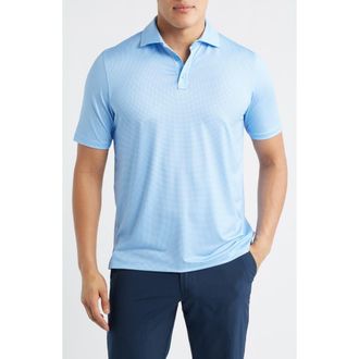 Johnston & Murphy XC+ Ace Micropattern Performance Golf Polo in Light Blue/White Gingham at Nordstrom, Size Xxx-Large