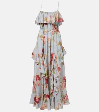 Zimmermann Roselight floral ruffled silk maxi dress