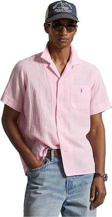 Polo Ralph Lauren Classic Fit Linen-Blend Seersucker Shirt Mens Clothing Carmel Pink : 2XL, Cotton/Linen/Seersucker