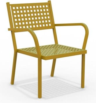 MondoViro Sillón de jardín bajo de metal dorado 65x63 cm 77h