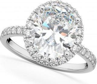 Allurez Oval Cut Halo Diamond Engagement Ring 14K White Gold (3.51ct)