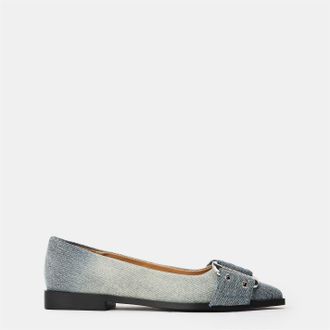 Steve Madden Womens Grail Textured Block Heel Pumps in Blue Denim - Size UK 4