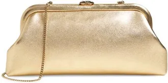 Jimmy Choo London Skylar Metallic Leather Clutch in Gold at Nordstrom