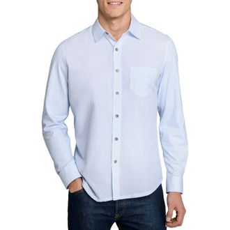 W.R.K Slim Fit Micro Geo Dot Reworked Button-Up Shirt in White/Blue at Nordstrom, Size Xx-Large