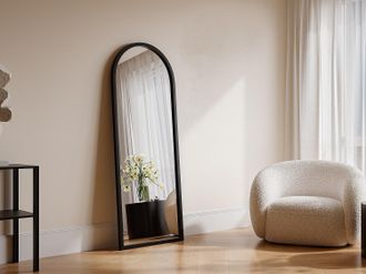 Vente-Unique Grande specchio ad arco L. 65 x H. 170 cm in Legno di paulownia Nero - SHANGI