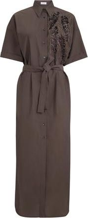 Brunello Cucinelli Dress with dazzling seabed embroidery in Brown at Nordstrom, Size Xx-Large Eu