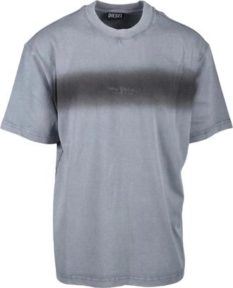 Diesel Katoenen T-shirt - Heren - T-shirts - Grijs - 2XL - Katoen - Tops